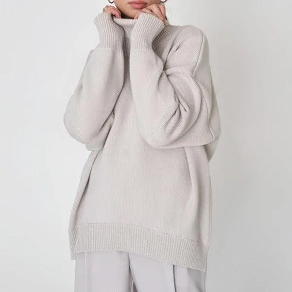 Solid Color Turtleneck  Loose Pullover Women's Sweater