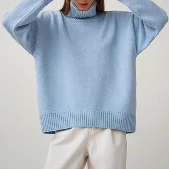 Solid Color Turtleneck  Loose Pullover Women's Sweater