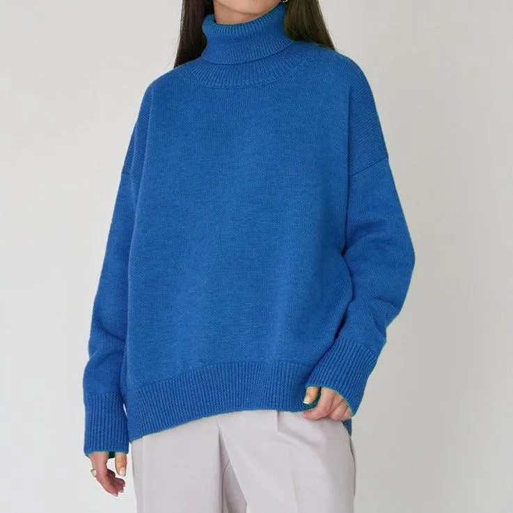 Solid Color Turtleneck  Loose Pullover Women's Sweater