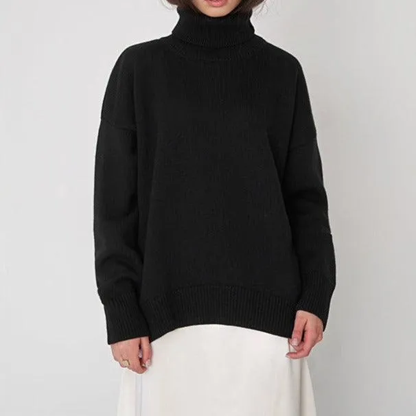 Solid Color Turtleneck  Loose Pullover Women's Sweater
