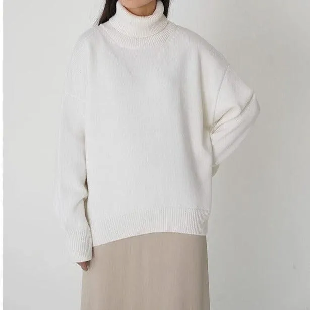Solid Color Turtleneck  Loose Pullover Women's Sweater