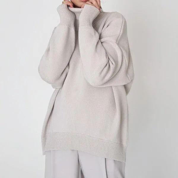 Solid Color Turtleneck  Loose Pullover Women's Sweater