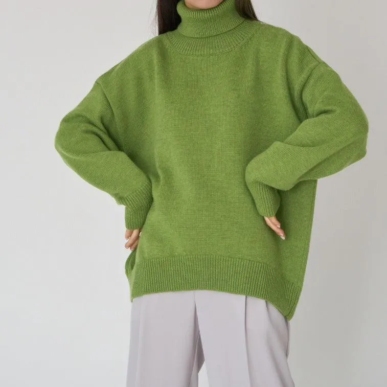 Solid Color Turtleneck  Loose Pullover Women's Sweater