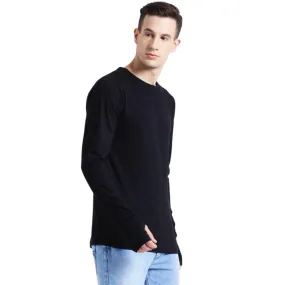 Solid Round Neck Cotton Full Sleeve T-Shirt For Men