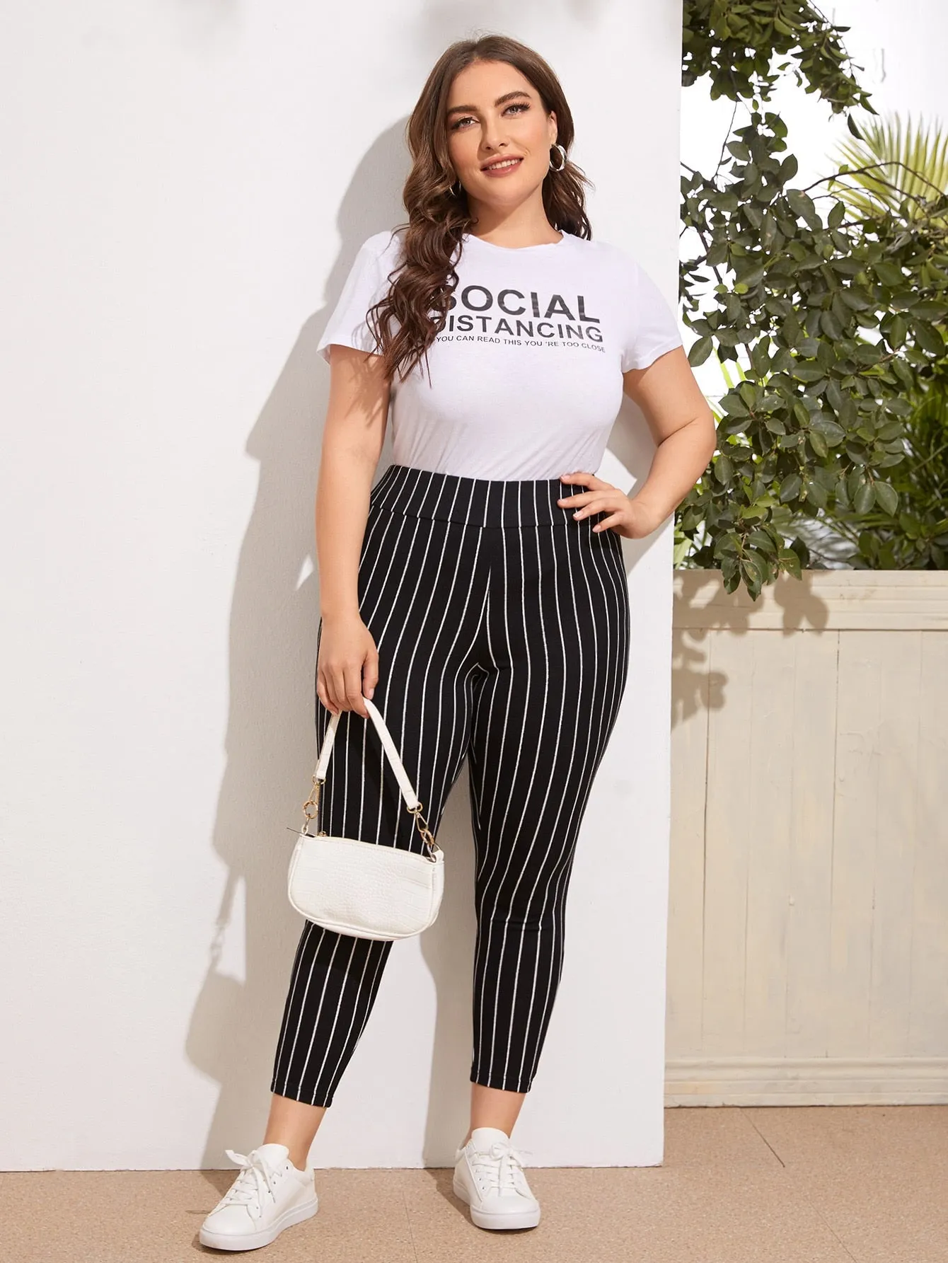 Striped Cropped Plus Size Leggings