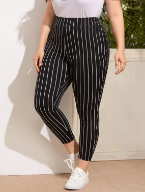 Striped Cropped Plus Size Leggings