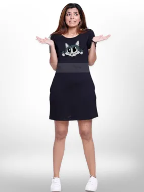 Stylish & Puppy Design Printed Long T-shirt For Women's