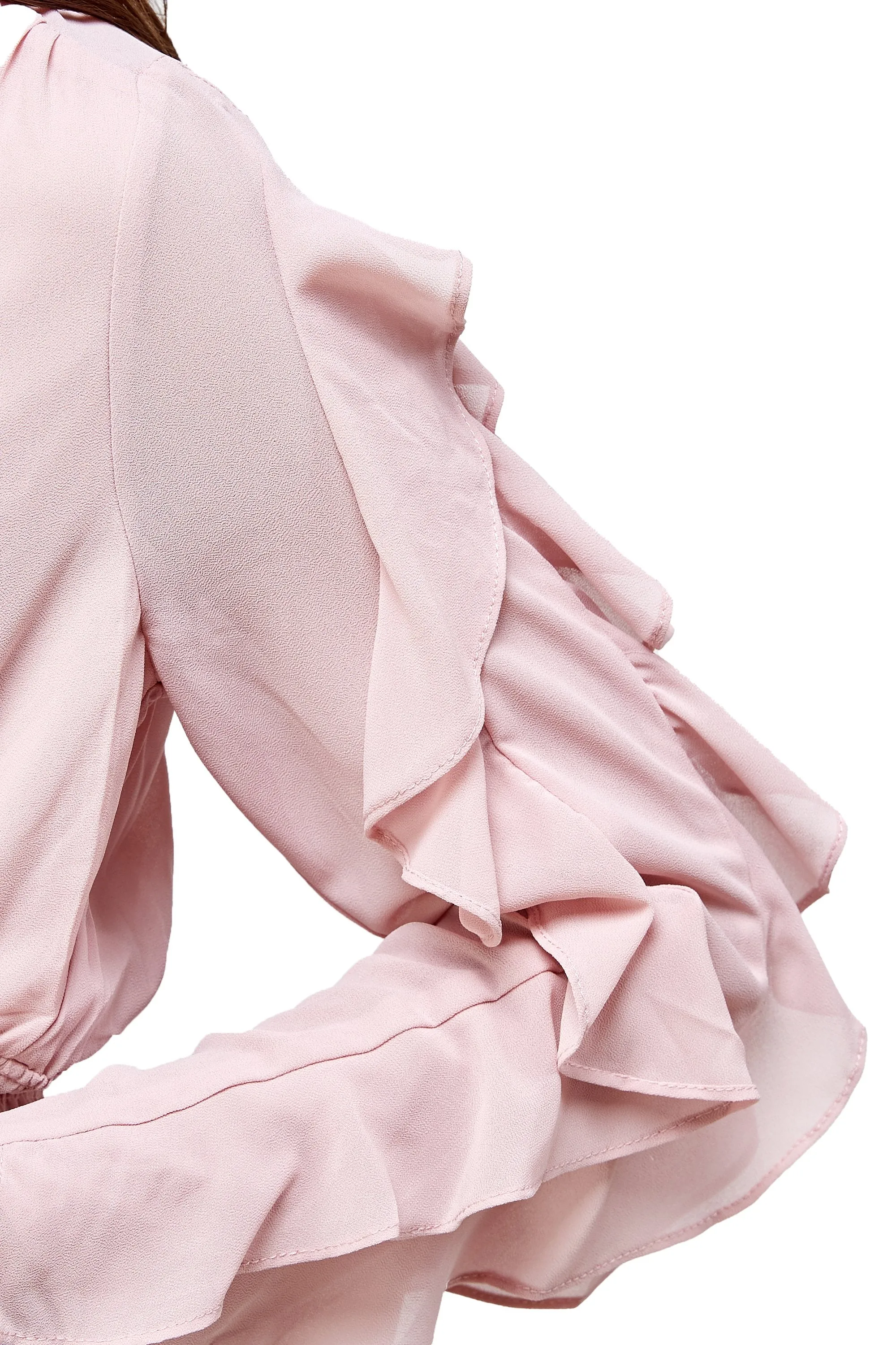Surplice Smock Ruffle Long Sleeves Blouse Top