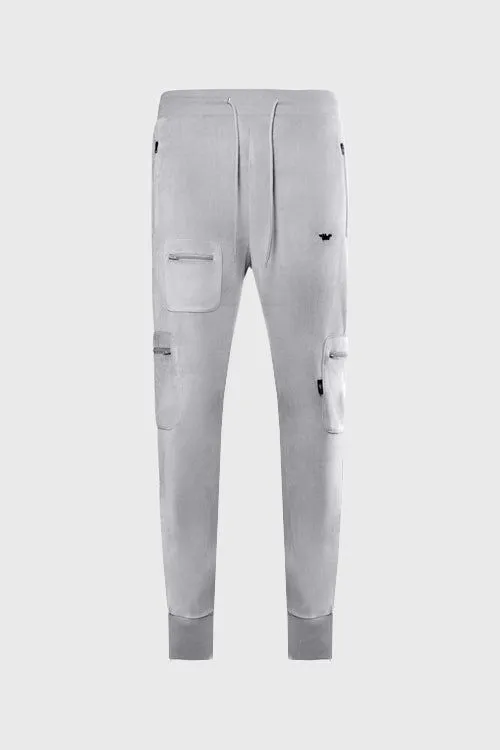 THC Metal Logo Velour Flared Sweatpants (Grey)