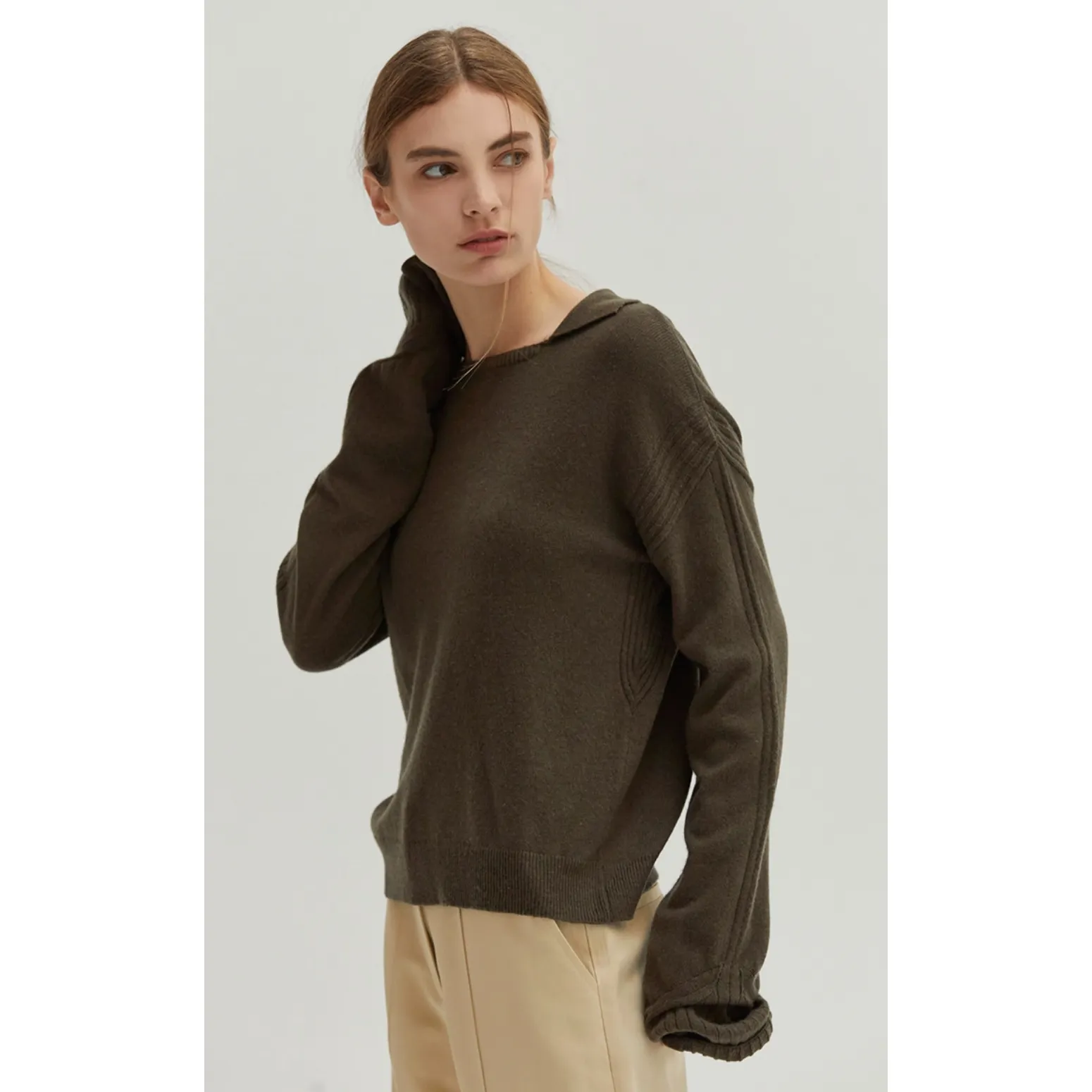 The Calgary Olive Relaxed Sweater