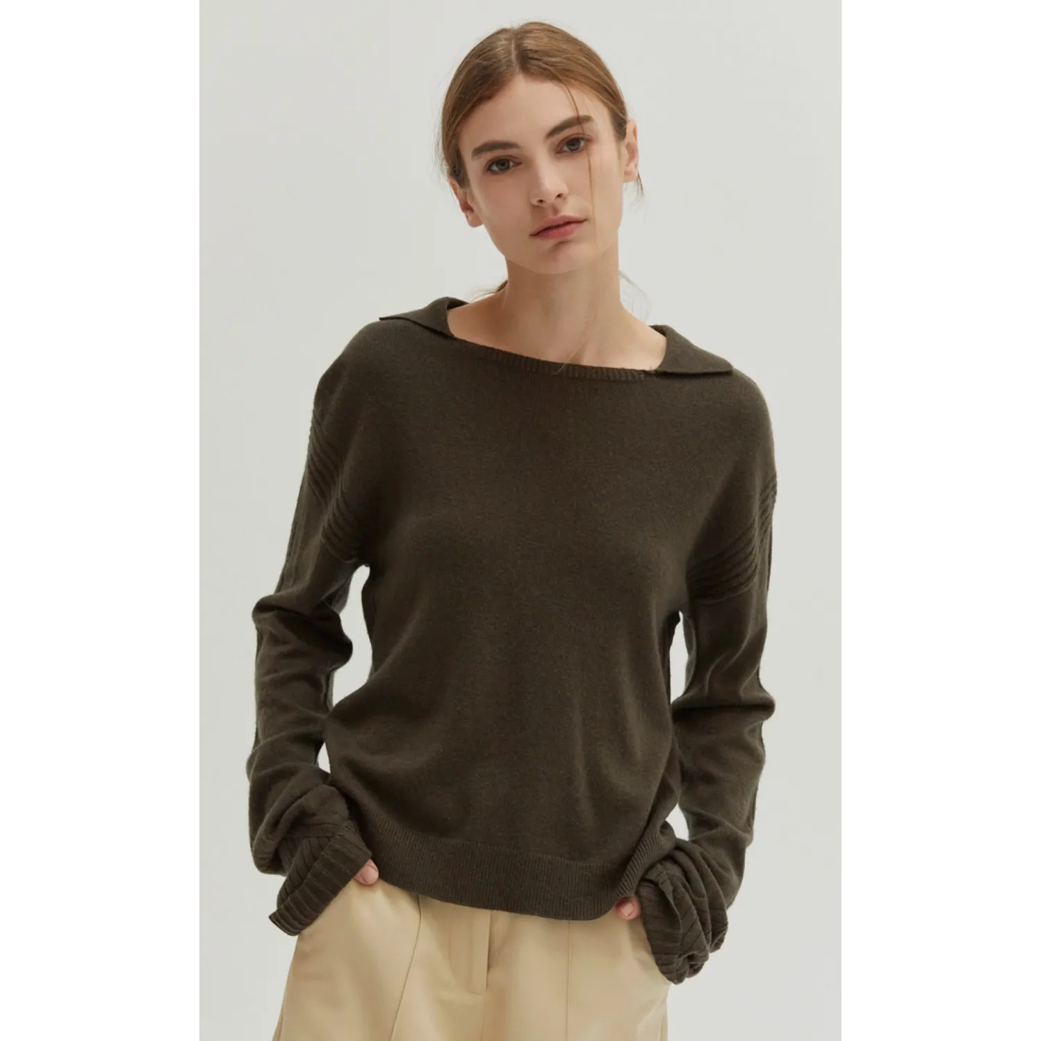 The Calgary Olive Relaxed Sweater