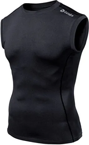 TM-R15-BLKZ_X-LARGE TESLA MEN'S COOL DRY COMPRESSION MUSCLE TANK BASELAYER SLEEVELESS R15
