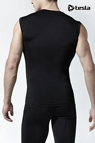 TM-R15-BLKZ_X-LARGE TESLA MEN'S COOL DRY COMPRESSION MUSCLE TANK BASELAYER SLEEVELESS R15
