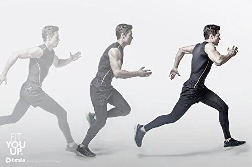 TM-R15-BLKZ_X-LARGE TESLA MEN'S COOL DRY COMPRESSION MUSCLE TANK BASELAYER SLEEVELESS R15