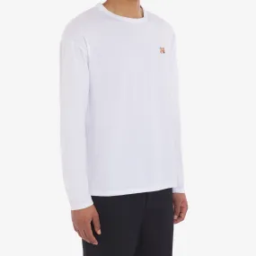 Unisex Fox Head Patch Regular Long-Sleeved Tee-Shirt - White