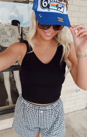 V-Neck Contour Rib Crop Tank