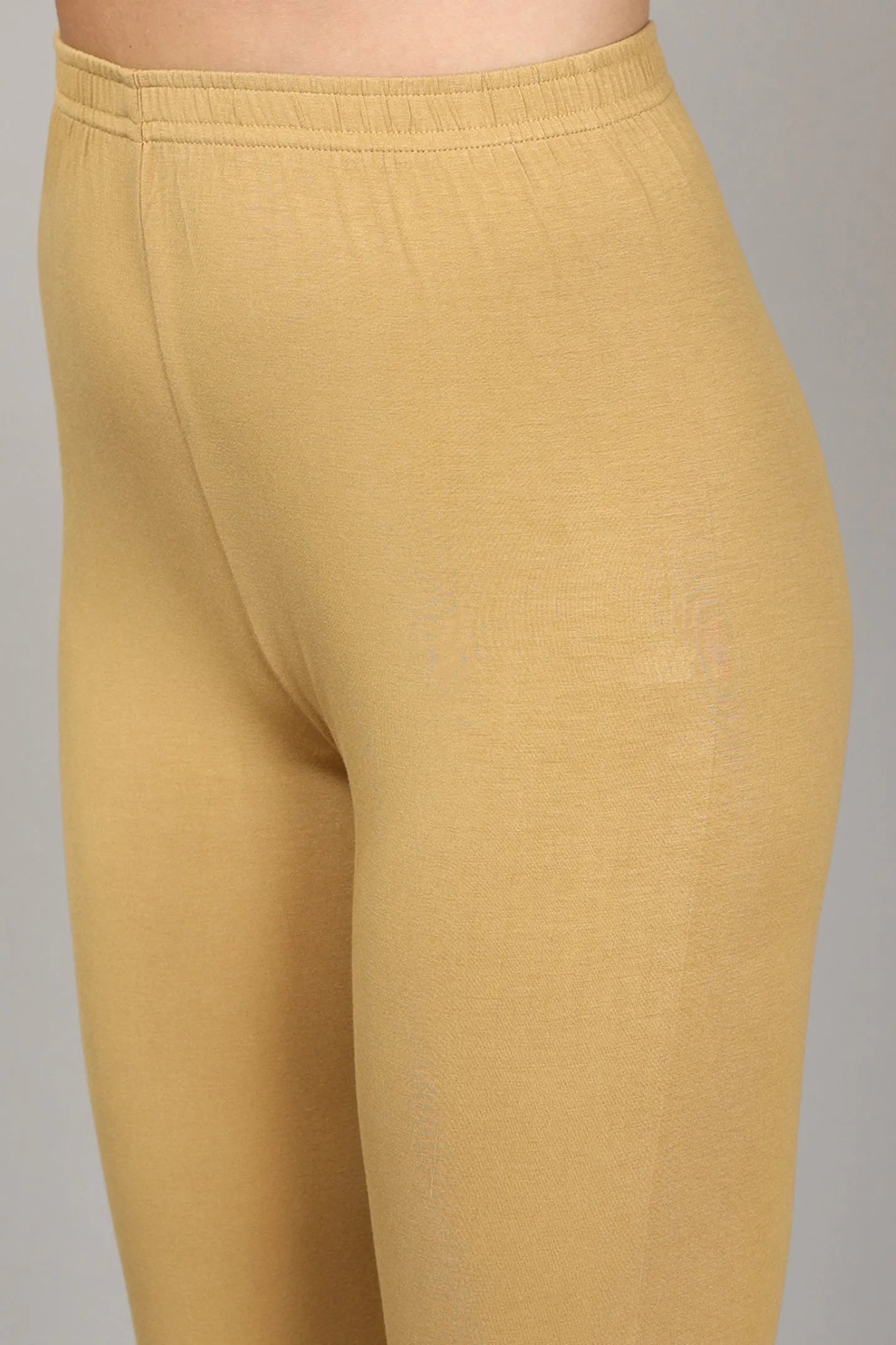 VISCOSE ANKLE LEGGINGS - HONEY