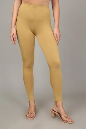 VISCOSE ANKLE LEGGINGS - HONEY