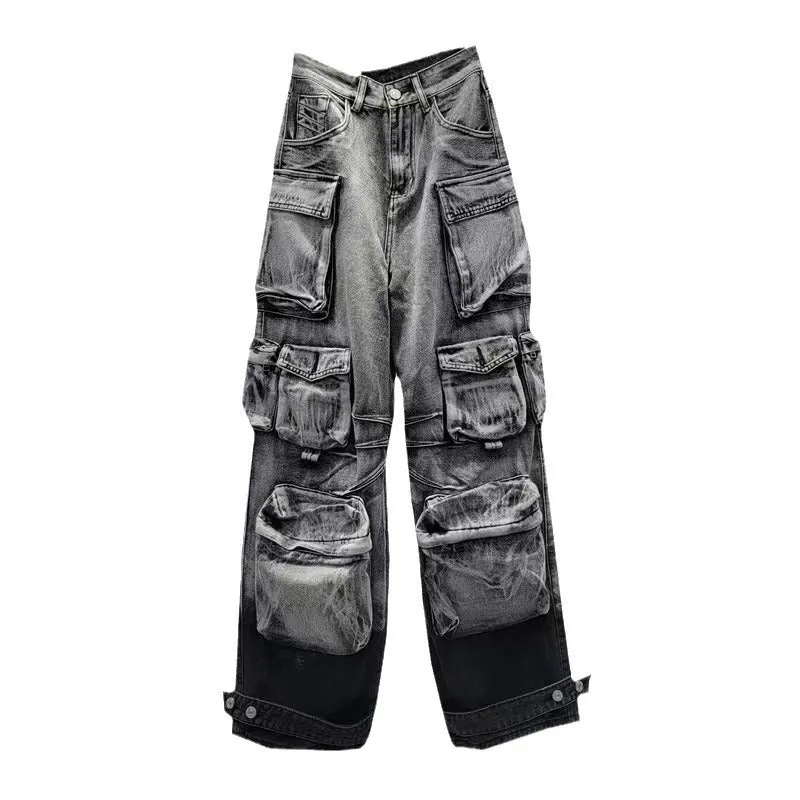 Washed Gradient Paratrooper Jeans