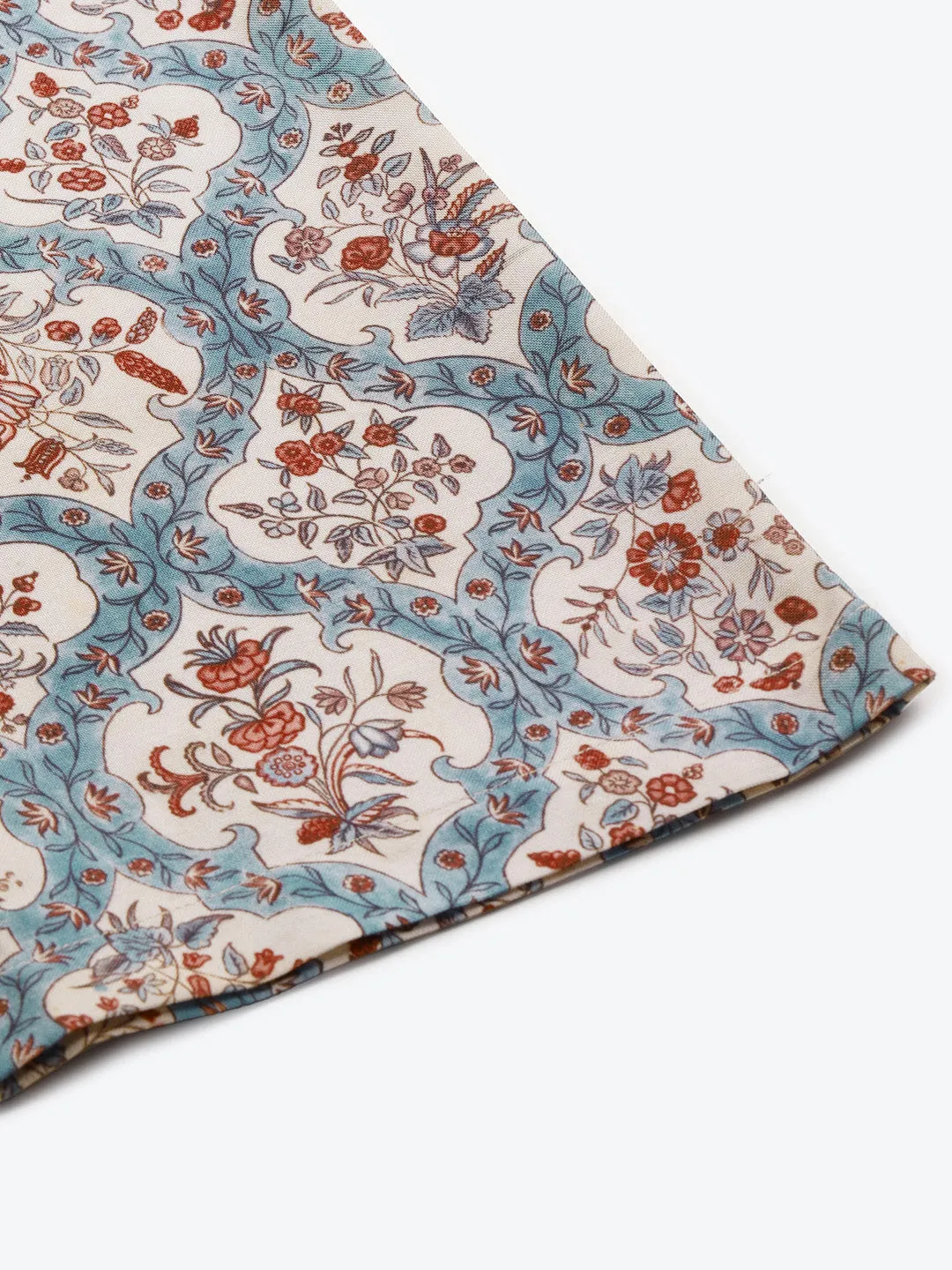 Women Blue & Beige Floral Drawstring