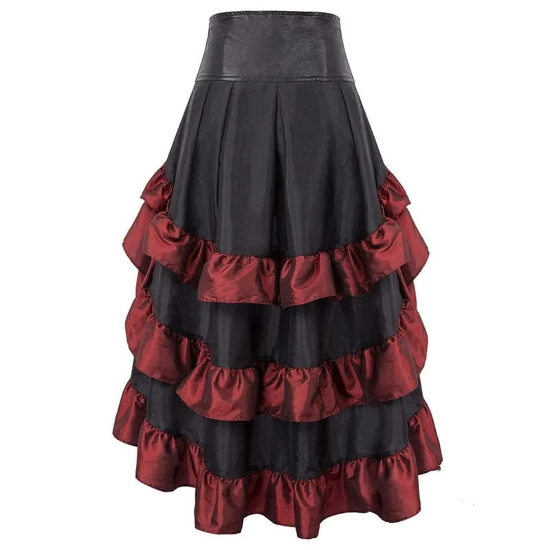Women's Gothic Ruffled Layered High/low Skirt
