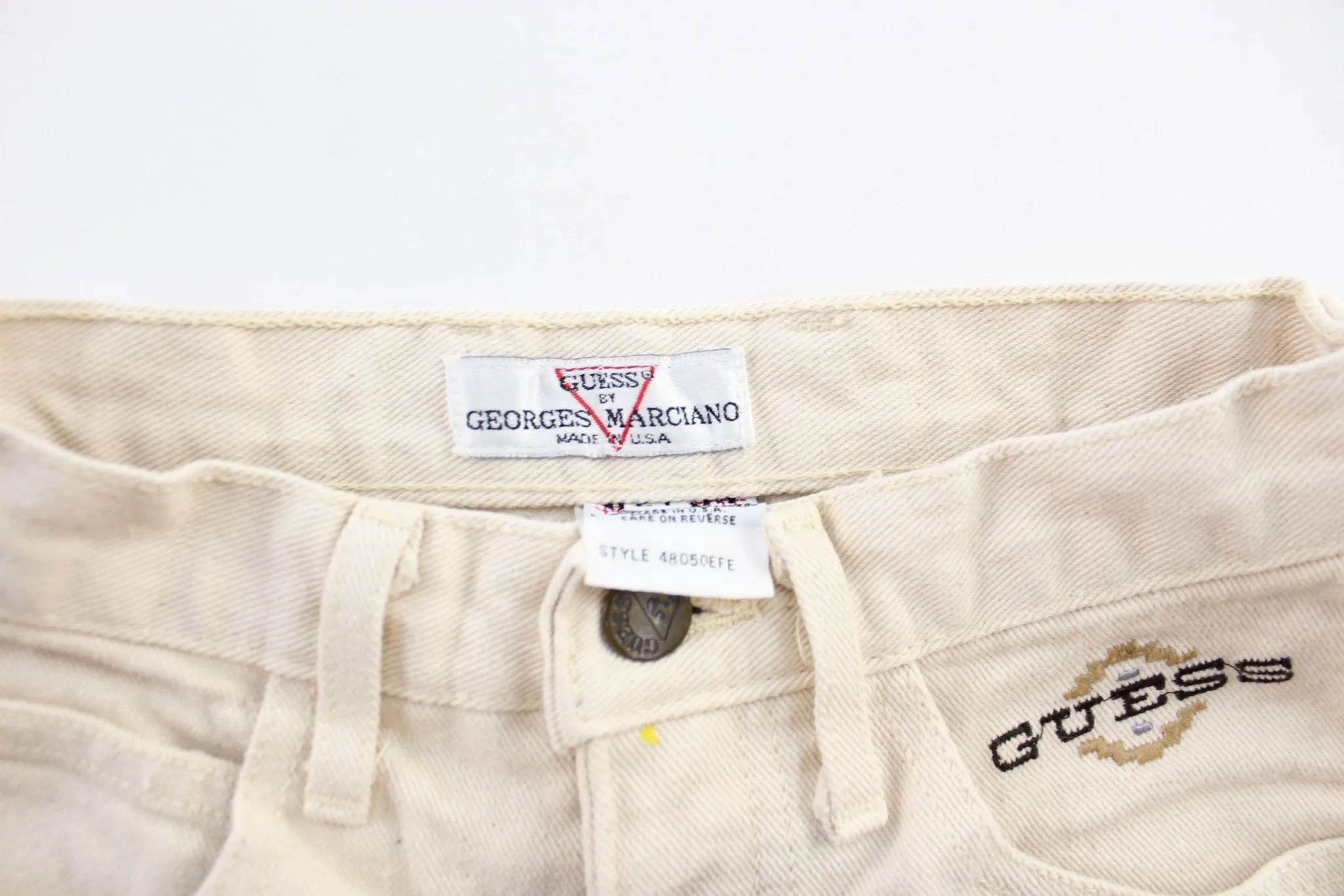 Women's Guess Embroidered White Denim Jeans