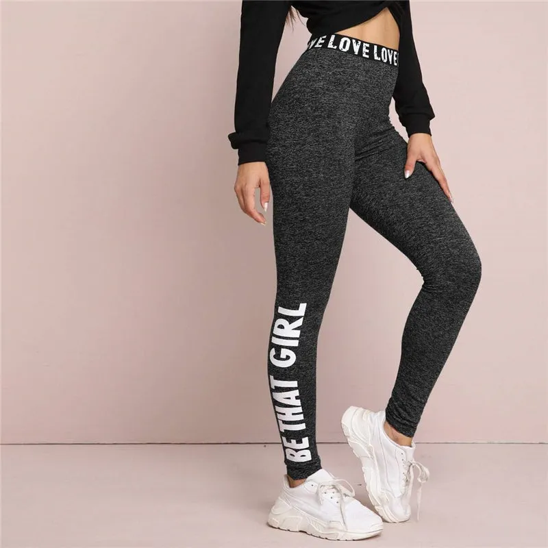 Women's Spring Casual Elastic-Waist Leggings "Love Be That Girl"