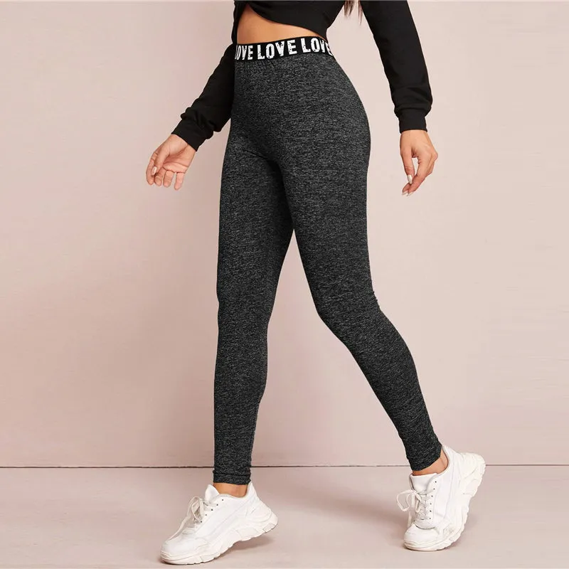 Women's Spring Casual Elastic-Waist Leggings "Love Be That Girl"