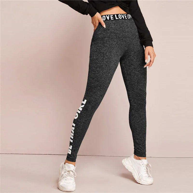 Women's Spring Casual Elastic-Waist Leggings "Love Be That Girl"