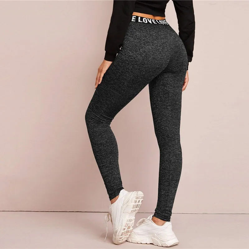 Women's Spring Casual Elastic-Waist Leggings "Love Be That Girl"