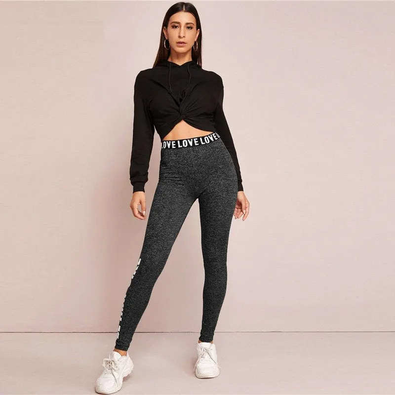 Women's Spring Casual Elastic-Waist Leggings "Love Be That Girl"