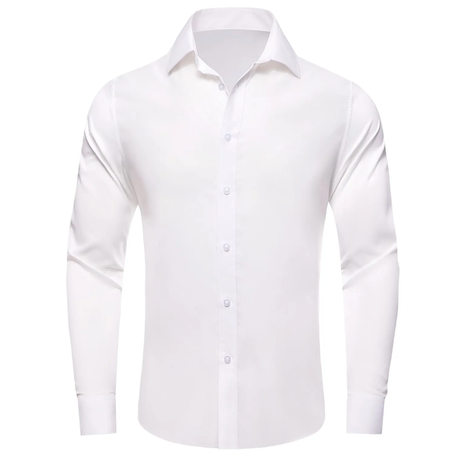 YourTies White Solid Long Sleeve Shirt with Deep Green Striped Silk Tie for Men