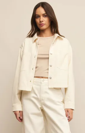 Z Supply: All Day Cropped Knit Denim Jacket -Off White